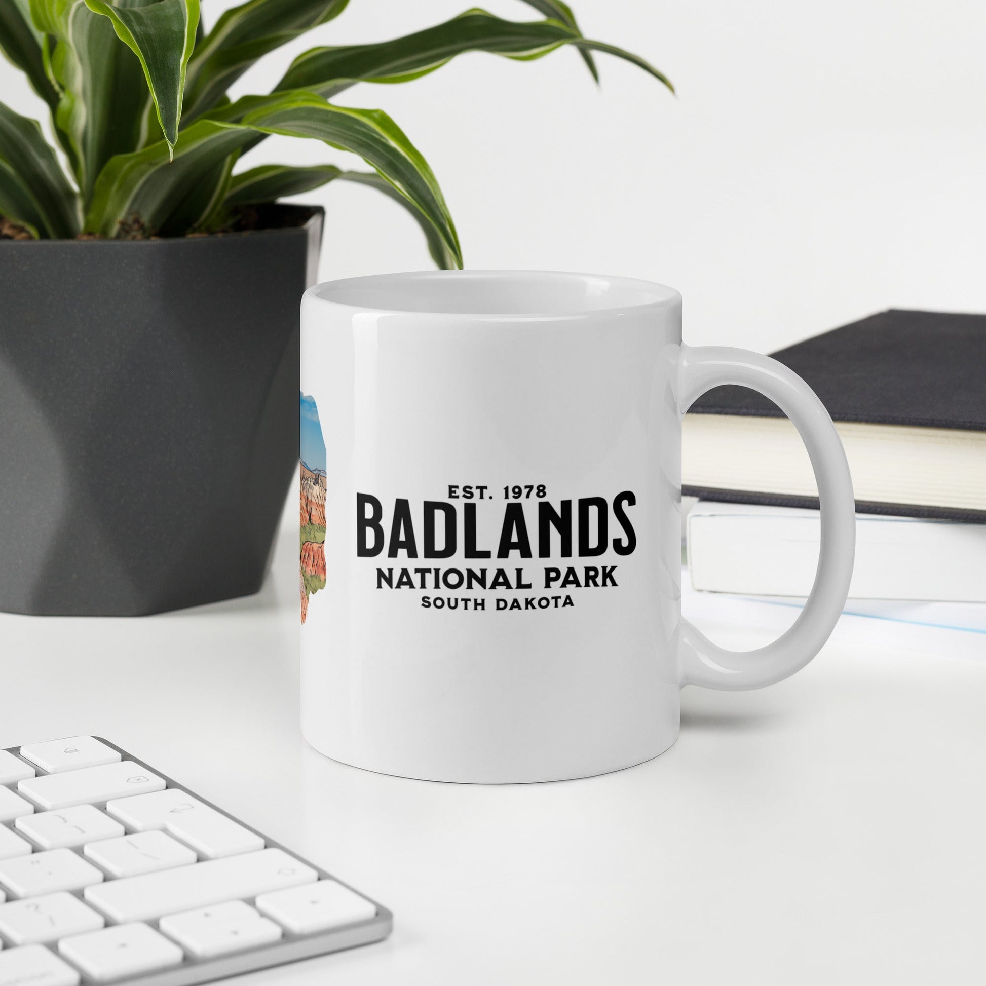 Badlands National Park bison mug design detail or product variation