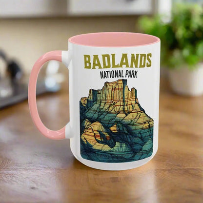 Badlands National Park ceramic coffee mug shown from alternate product angle