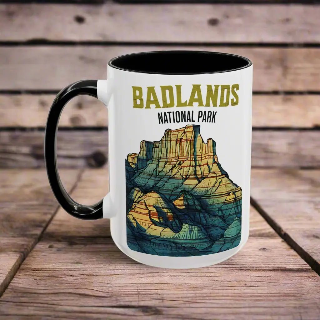 Badlands National Park ceramic coffee mug shown as product image