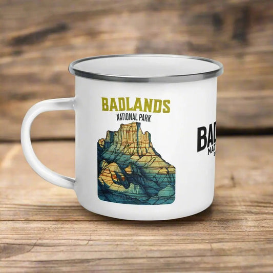 Badlands National Park durable enamel camp mug shown as primary product image
