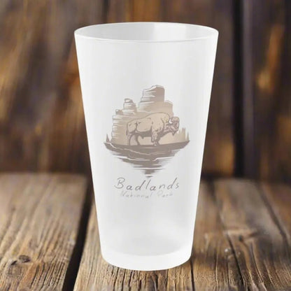 Badlands National Park frosted pint glass shown as primary product image