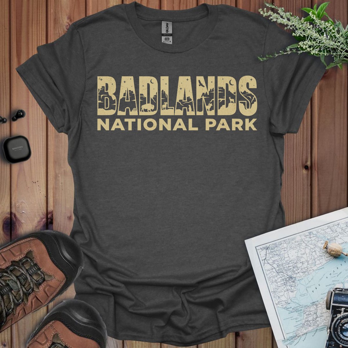Badlands National Park graphic typography t-shirt primary product view