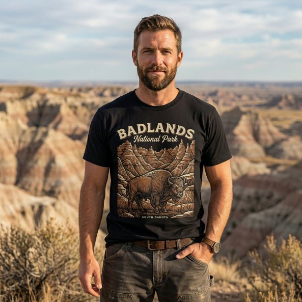 Badlands National Park poster graphic t-shirt alternate apparel color or product angle