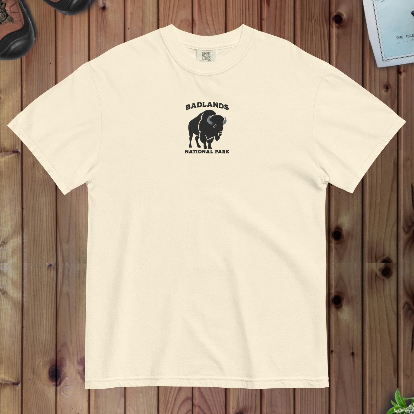 Badlands National Park premium embroidered t-shirt detail or alternate product view