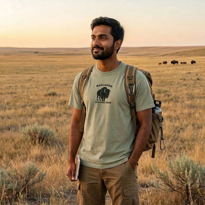 Badlands National Park premium embroidered t-shirt alternate apparel color or product angle