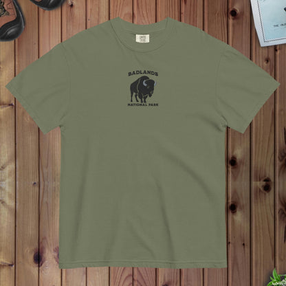 Badlands National Park premium embroidered t-shirt shown in lifestyle or modeled setting