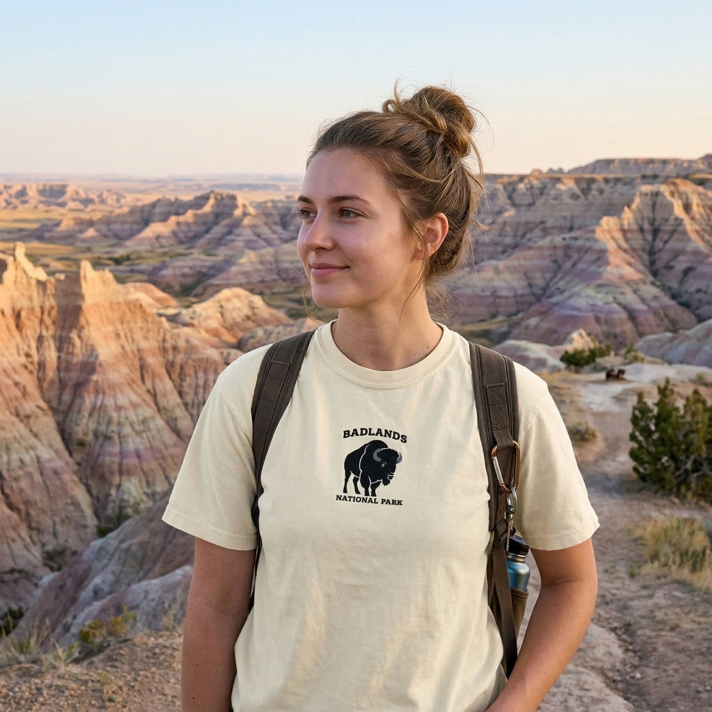Badlands National Park premium embroidered t-shirt alternate apparel color or product angle