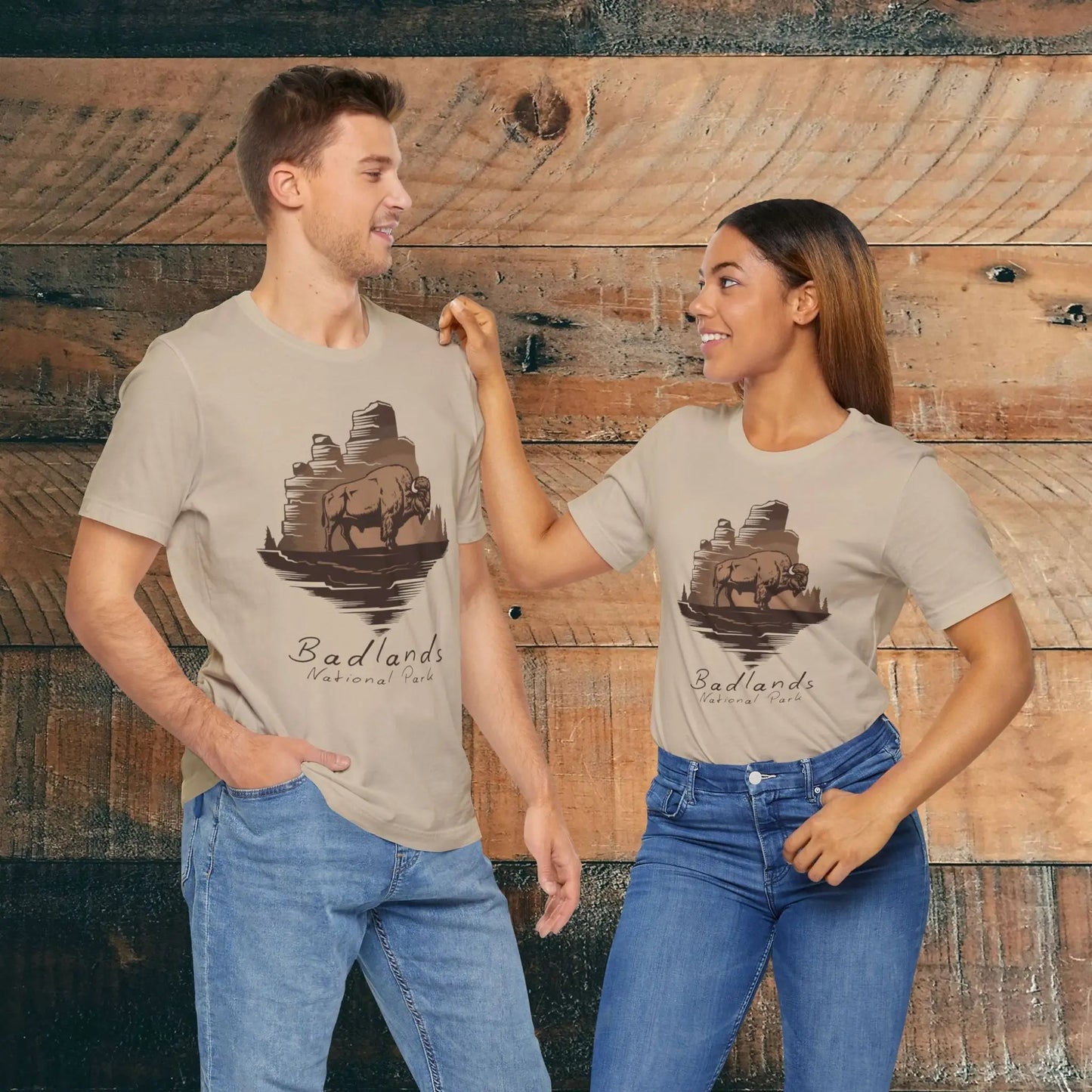 Badlands National Park roaming buffalo graphic t-shirt detail or alternate product view