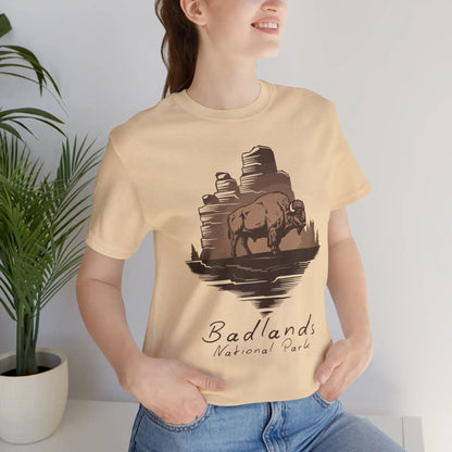 Badlands National Park roaming buffalo graphic t-shirt detail or alternate product view
