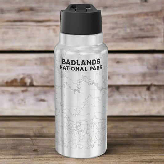 Badlands National Park Topographic Insulated Water Bottle Tumbler 32oz - Parks Apparelwater bottle
