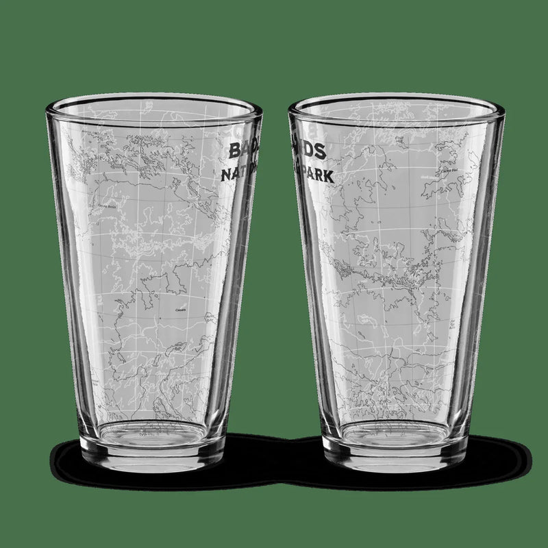 Badlands National Park Topographic Pint Glass - Parks Apparelpint glass