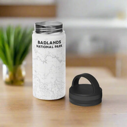 Badlands National Park Topographic Steel Water Bottle Handle Lid - Parks Apparelwater bottle