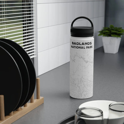 Badlands National Park Topographic Steel Water Bottle Handle Lid - Parks Apparelwater bottle