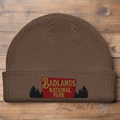 Badlands National Park embroidered wharf fisherman style beanie primary product view