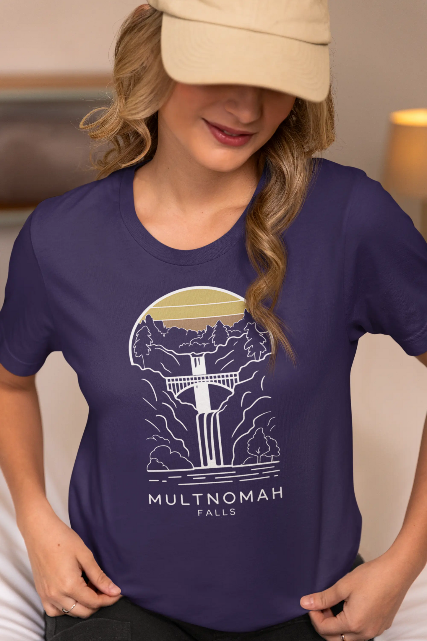 Multnomah Falls Oregon Unisex Fit Soft T-shirt River Gorge T-Shirt Printify