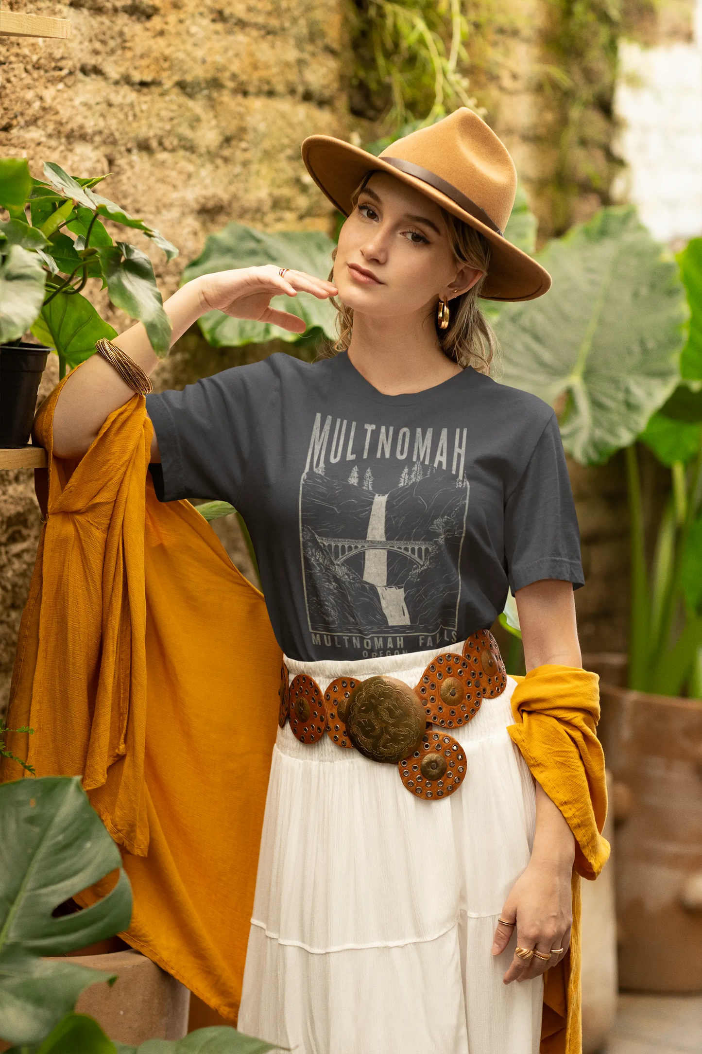 Multnomah Falls Oregon Unisex Fit Soft T-shirt T-Shirt Printify