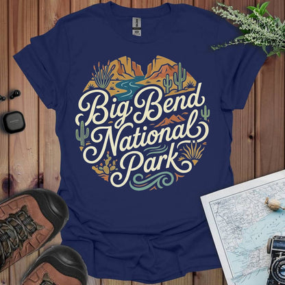 Big Bend National Park curved graphic t-shirt shown in lifestyle or modeled setting