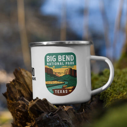Big Bend National Park durable enamel camp mug shown from alternate product angle