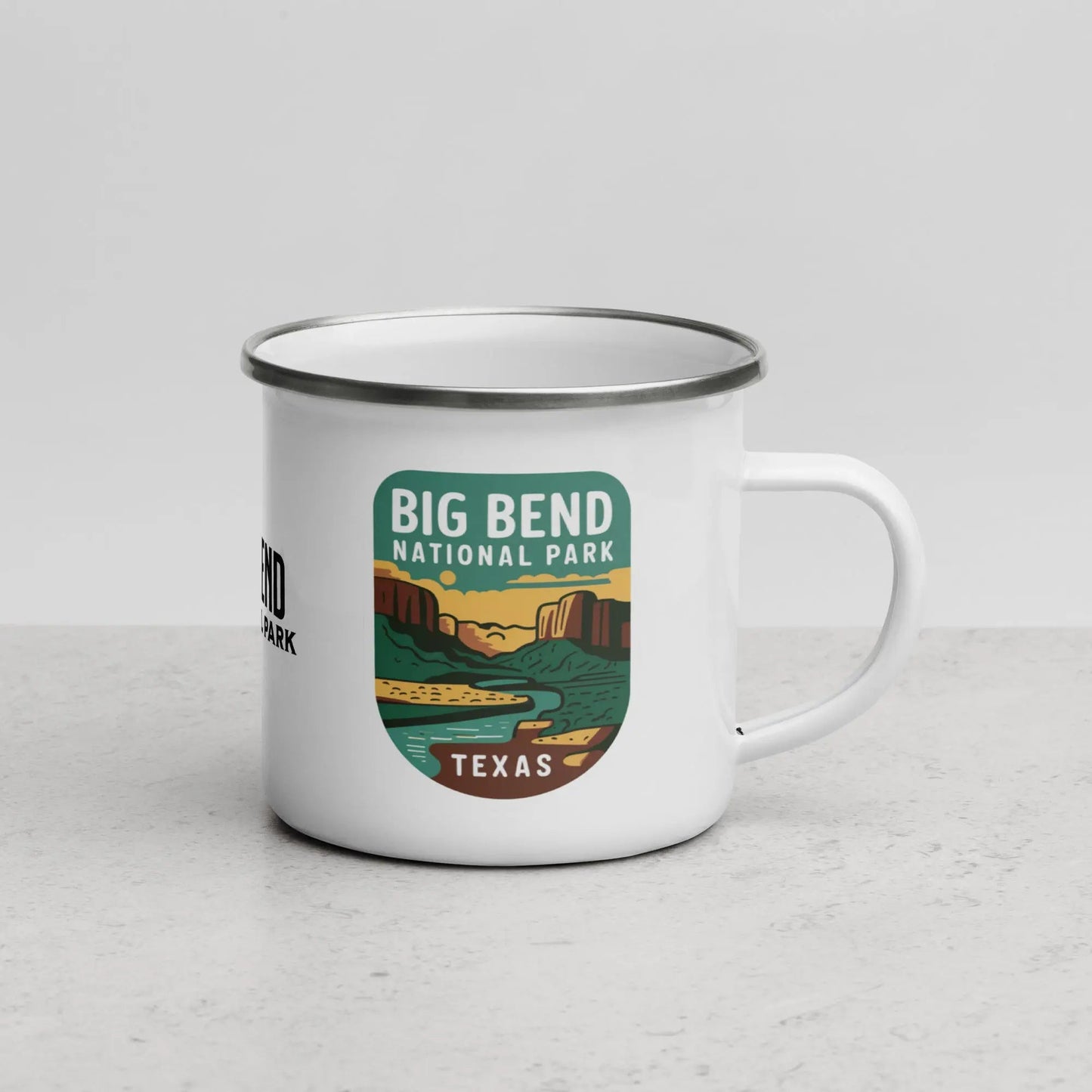 Big Bend National Park durable enamel camp mug showing design detail or product variation