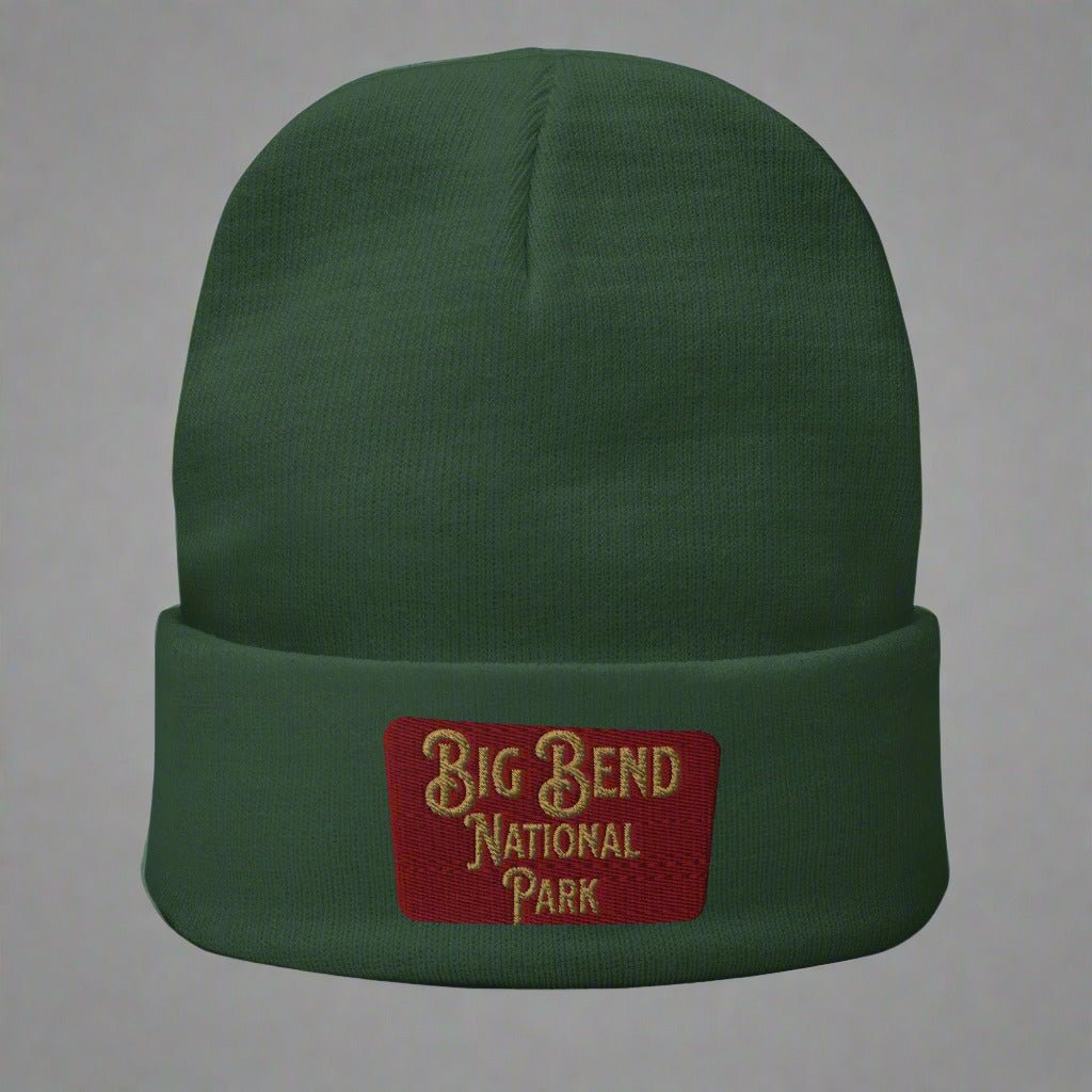 Big Bend National Park embroidered beanie shown in lifestyle or modeled setting