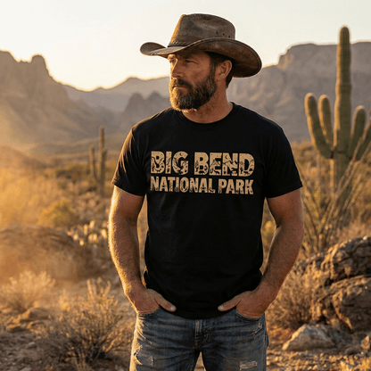 Big Bend National Park silhouette graphic t-shirt alternate apparel color or product angle