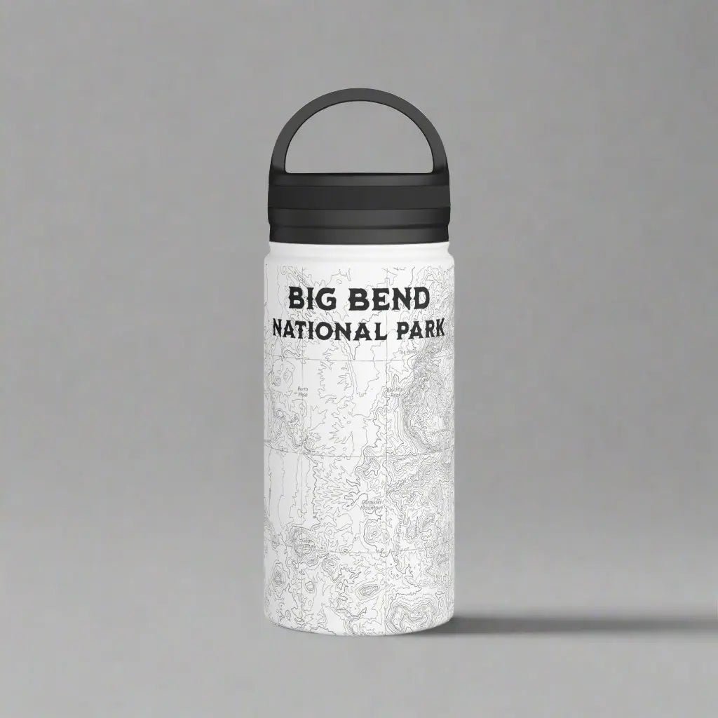 Big Bend National Park Topographic Stainless Steel Water Bottle Handle Lid Texas - Parks Apparelwater bottle