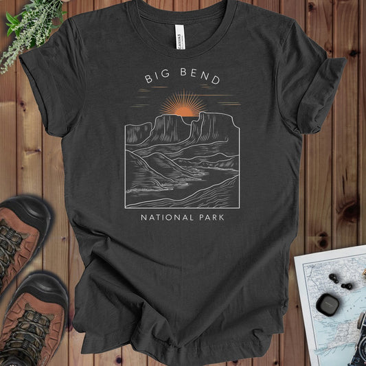 Big Bend Sunrise River Kids Graphic T-Shirt in Dark Grey Heather