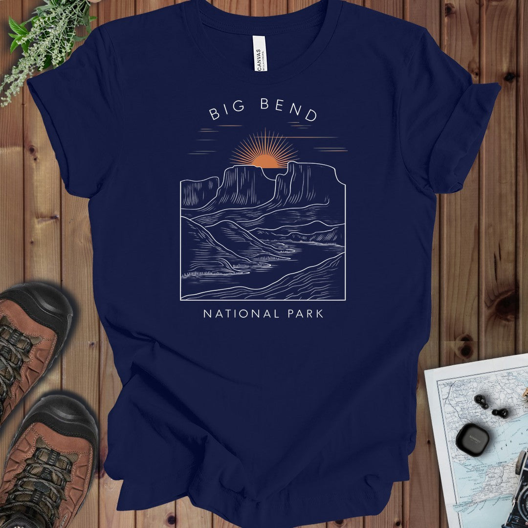 Big Bend Sunrise River Kids Graphic T-Shirt in Navy