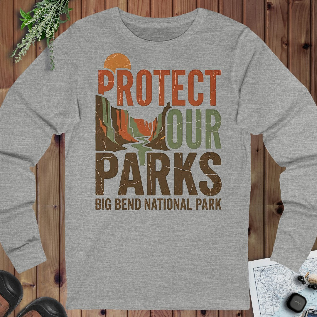 Big Bend National Park Bold Graphic Long Sleeve T-Shirt in Athletic Heather