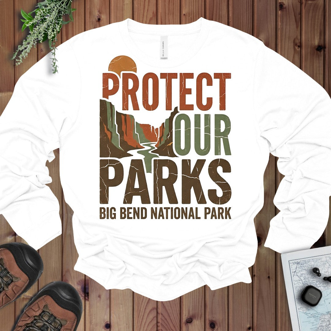 Big Bend National Park Bold Graphic Long Sleeve T-Shirt in White