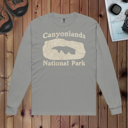Canyonlands Mesa Arch Heavyweight Long Sleeve Topo Tee - Parks ApparelLong - sleeve