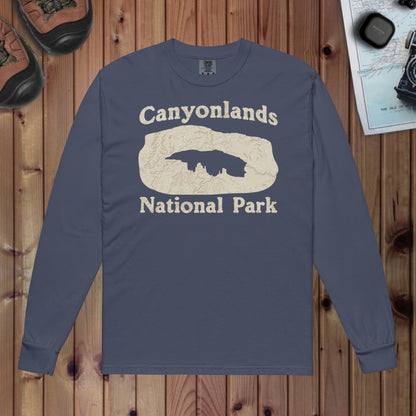 Canyonlands Mesa Arch Heavyweight Long Sleeve Topo Tee - Parks ApparelLong - sleeve