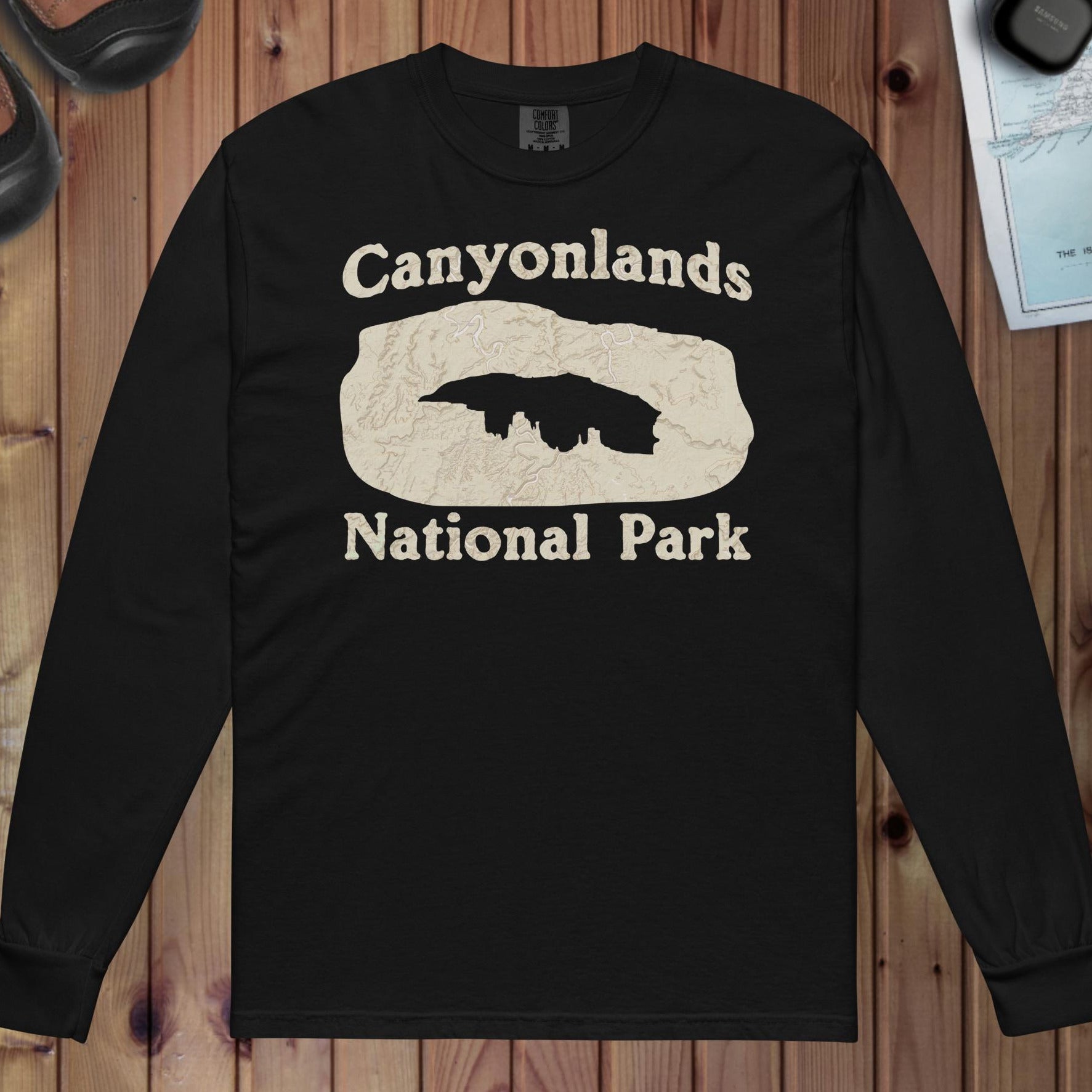 Canyonlands Mesa Arch Heavyweight Long Sleeve Topo Tee - Parks ApparelLong - sleeve