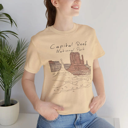 Capitol Reef National Park line art graphic t-shirt detail or alternate product view