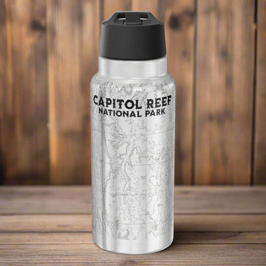 Capitol Reef Topographic Water Bottle Tumbler - Parks ApparelMug