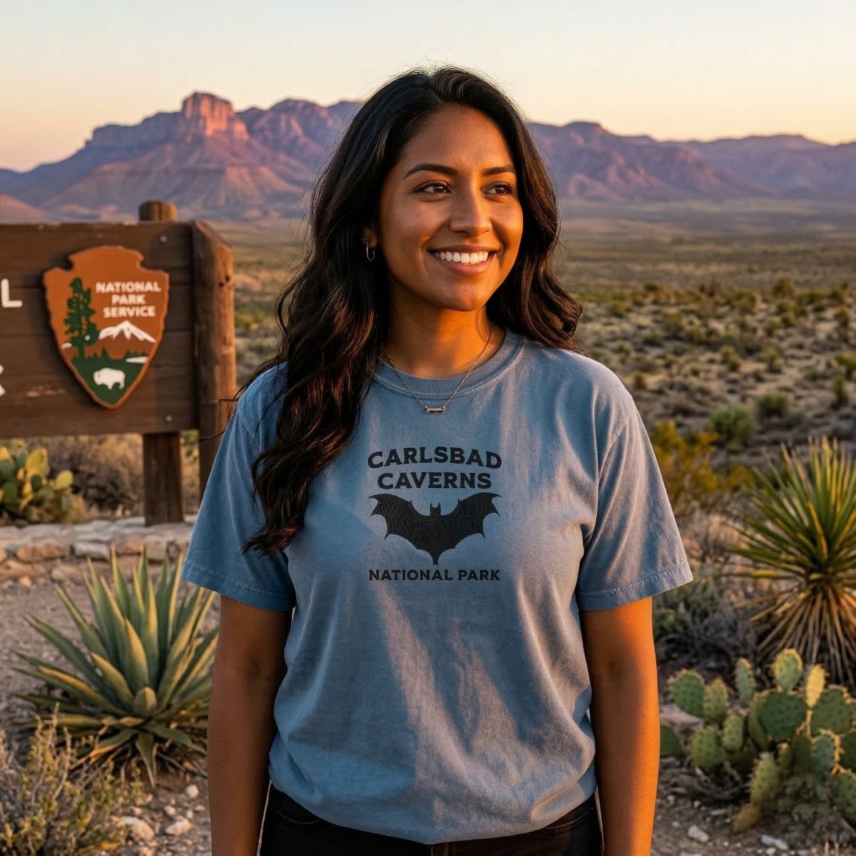 Carlsbad Caverns National Park premium embroidered t-shirt alternate apparel color or product angle