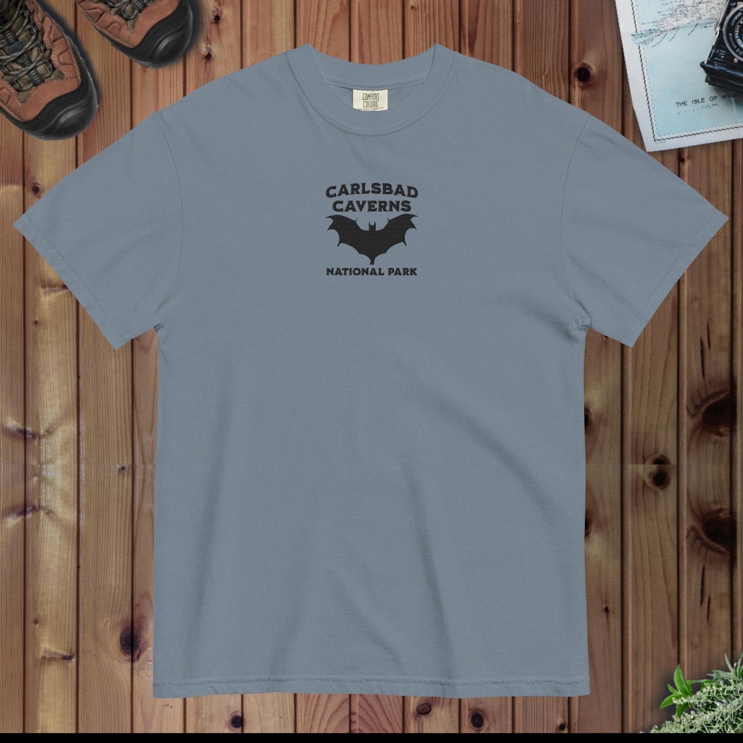 Carlsbad Caverns National Park premium embroidered t-shirt shown in lifestyle or modeled setting