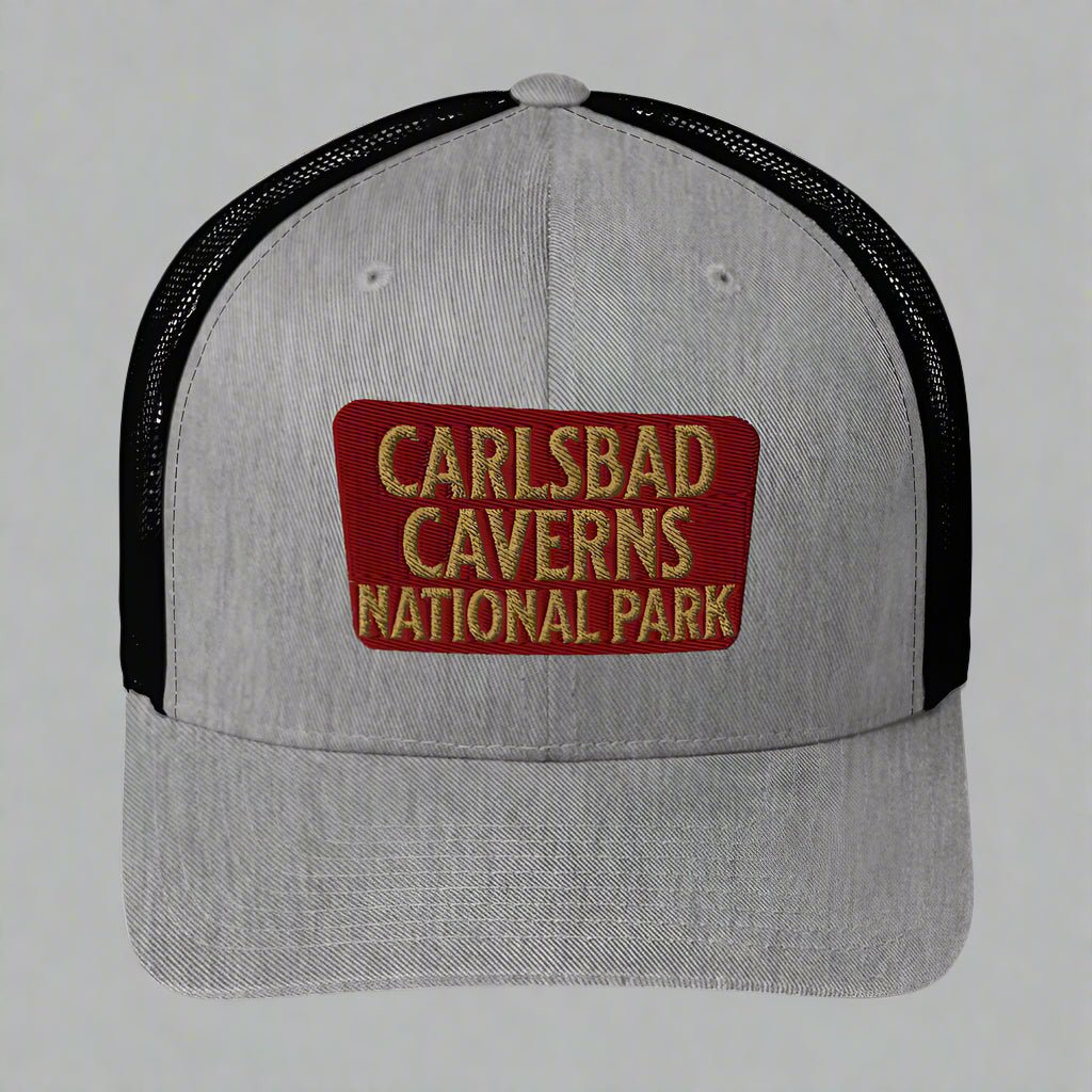 Carlsbad Caverns National Park sign embroidered trucker hat detail or alternate product view
