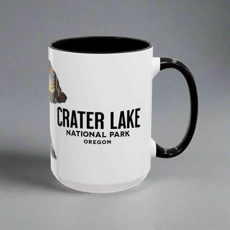 Crater Lake National Park bear accent mug shown from alternate product angle