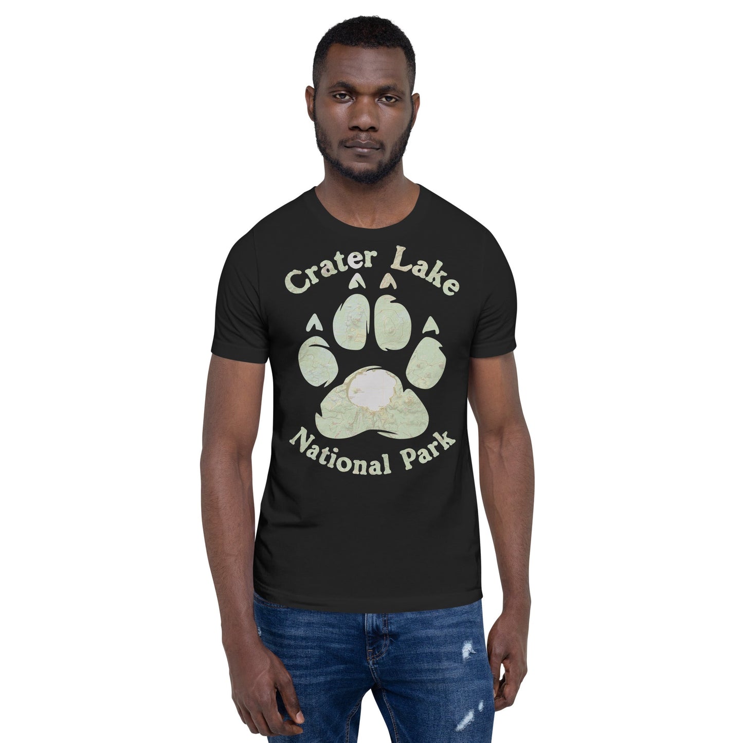 Crater Lake Bear Paw national park topo t-shirt detail or alternate product view