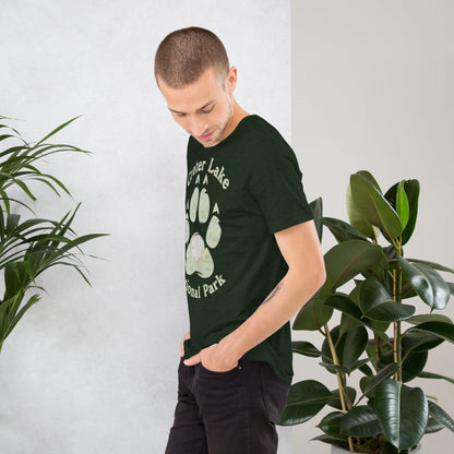 Crater Lake Bear Paw national park topo t-shirt shown in lifestyle or modeled setting