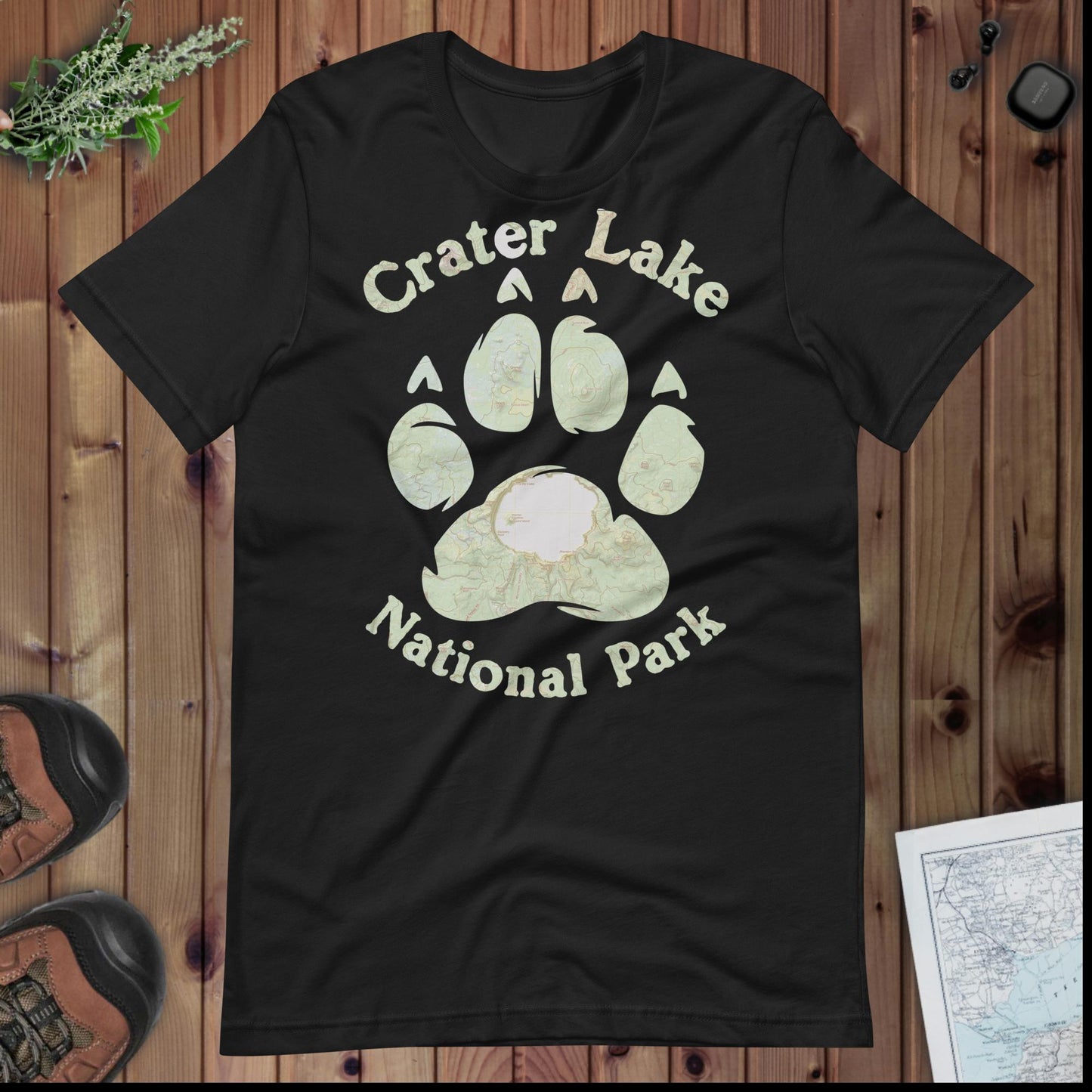 Crater Lake Bear Paw national park topo t-shirt alternate apparel color or product angle