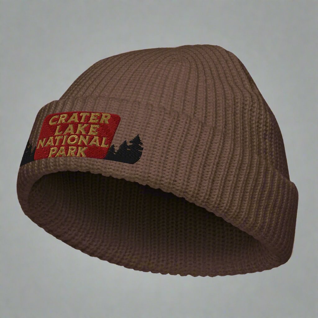 Crater Lake Embroidered National Park Sign Beanie Wharf Style - Parks Apparel