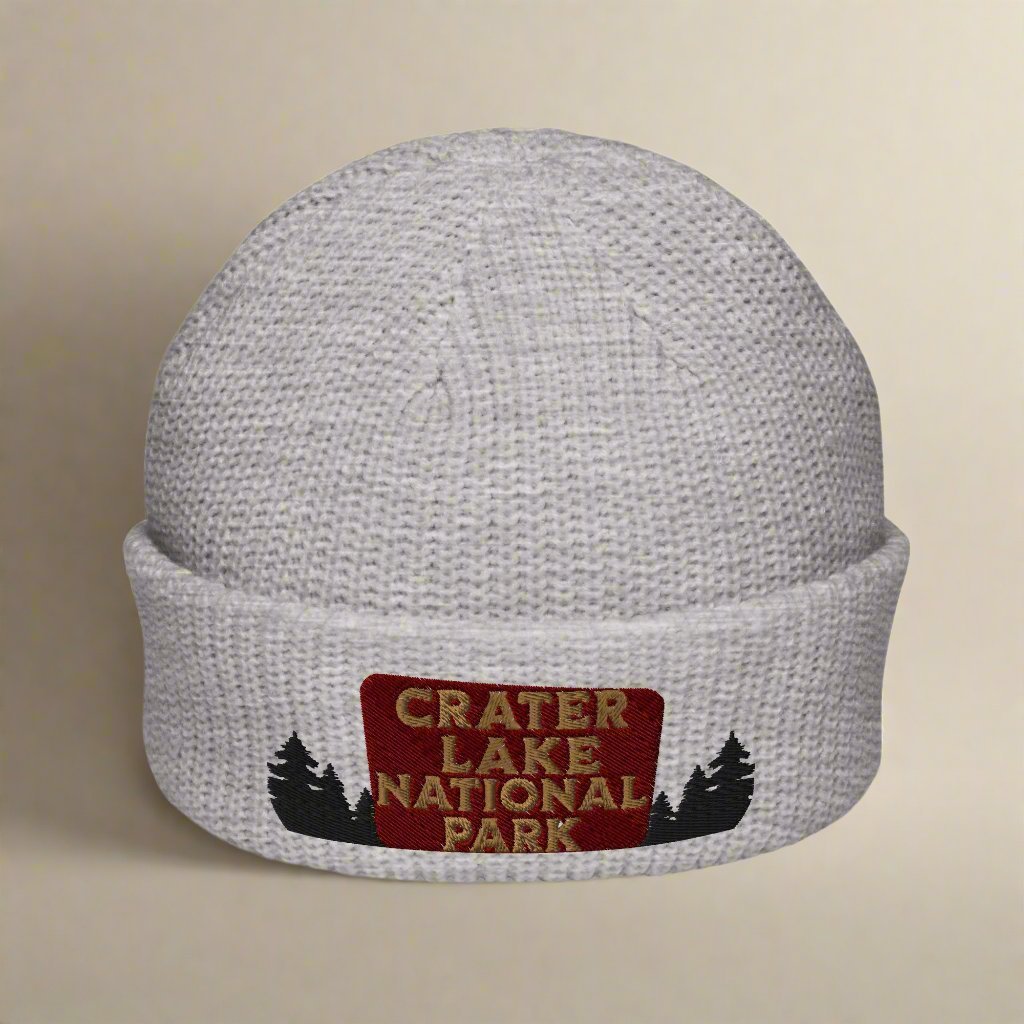 Crater Lake Embroidered National Park Sign Beanie Wharf Style - Parks Apparel