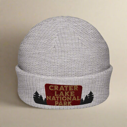 Crater Lake Embroidered National Park Sign Beanie Wharf Style - Parks Apparel