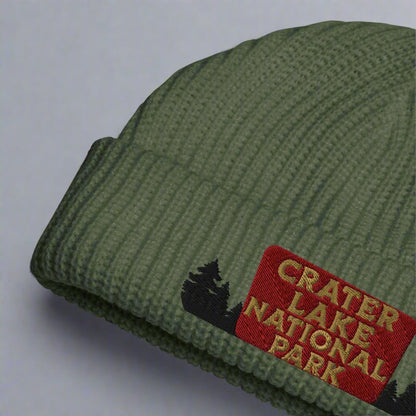 Crater Lake Embroidered National Park Sign Beanie Wharf Style - Parks Apparel