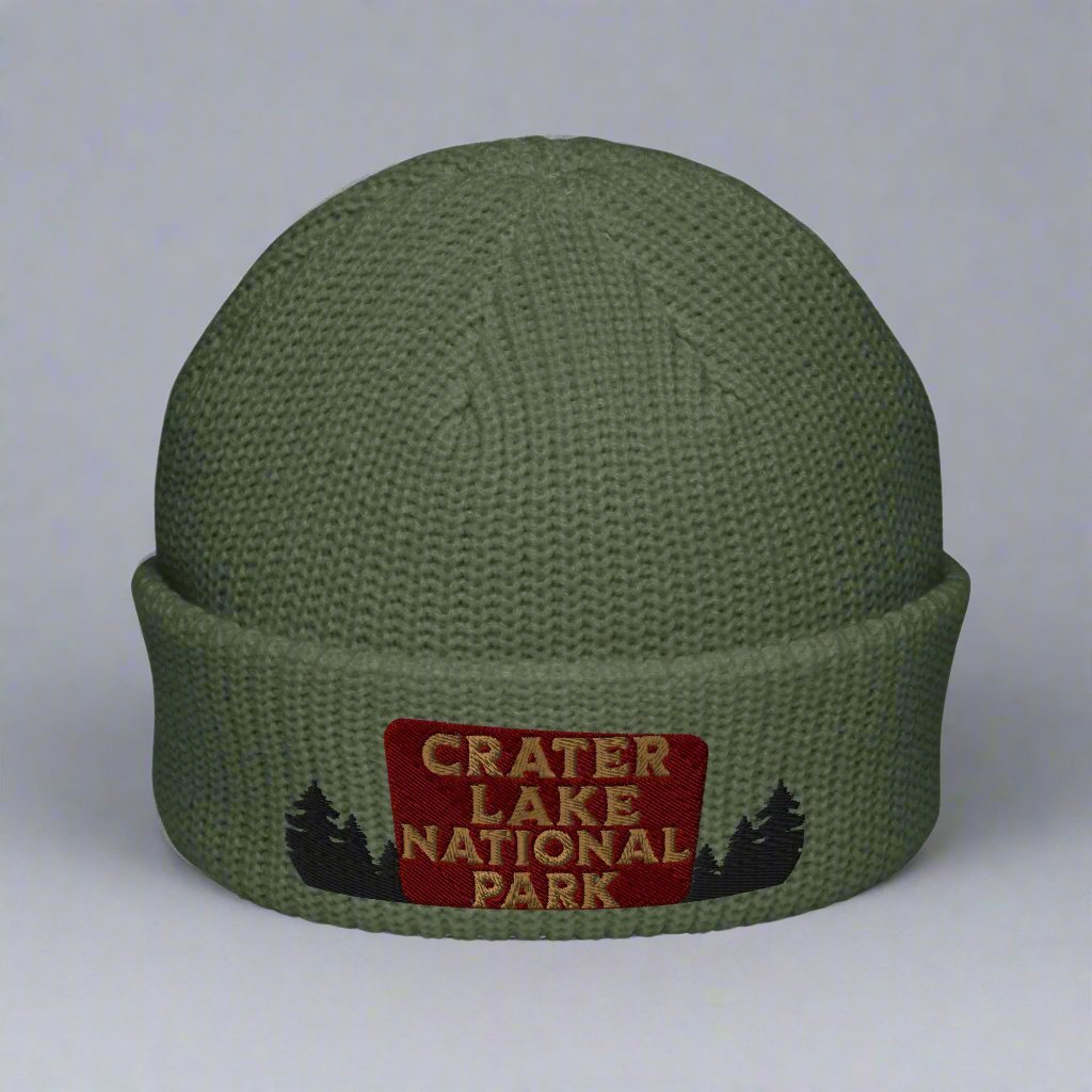 Crater Lake Embroidered National Park Sign Beanie Wharf Style - Parks Apparel