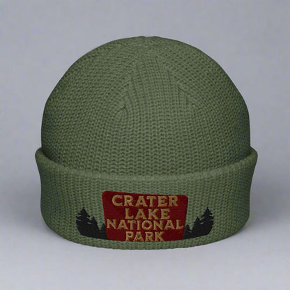 Crater Lake Embroidered National Park Sign Beanie Wharf Style - Parks Apparel