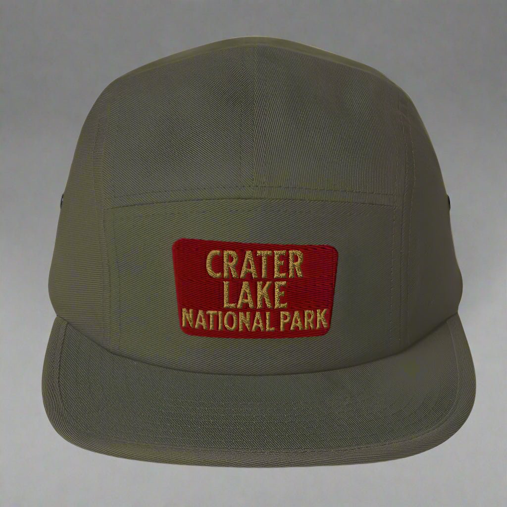 Crater Lake National Park 5-panel hat shown in lifestyle or modeled setting