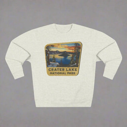Crater Lake National Park wood sign crewneck sweatshirt detail or alternate product view